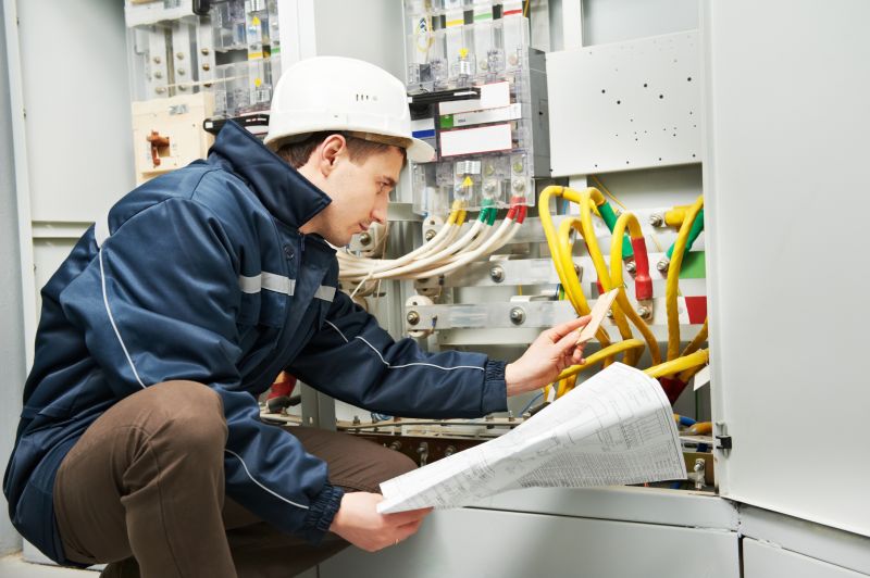 Electrician Working on a Wiring Panel
